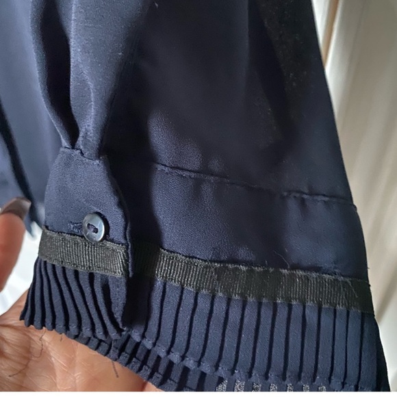 Blue & Black Ruffled Blouse - Picture 2 of 4